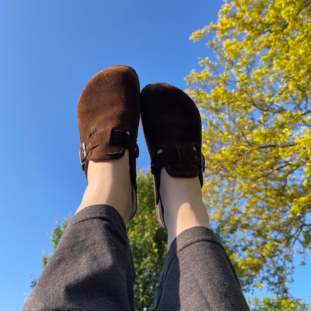 Vintage American Eagle Suede Brown Clog Slide On Sandals Size 7 - Picture 4 of 8